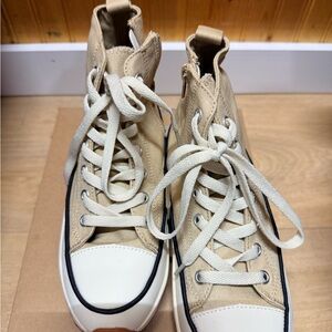 Mi.iM Beige and White High-Top Sneakers